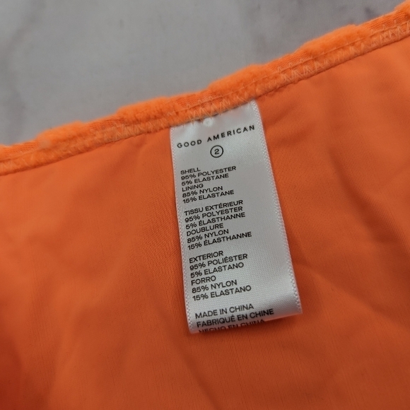 Good American Swim Bottom Women 2 Medium Orange Jacquard High Rise Good Cheeky - Picture 4 of 12